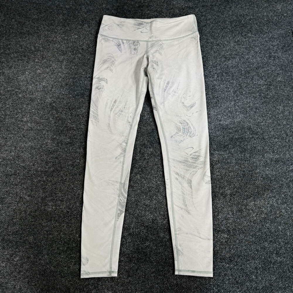 Alo Yoga Womens Leggings White Gray Marble Vapor Print High Waist Full Length